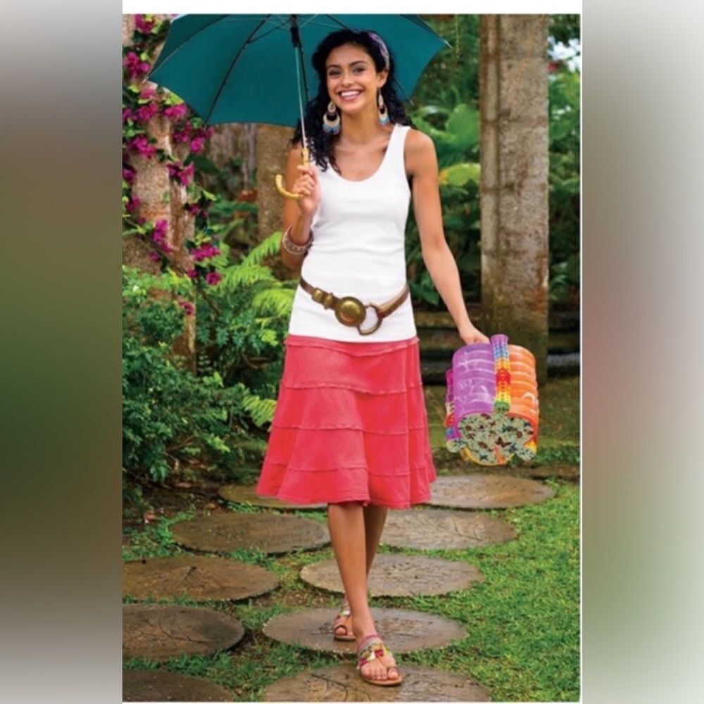 Soft‎ Surroundings 100% Linen Summer Fun Skirt p/s size